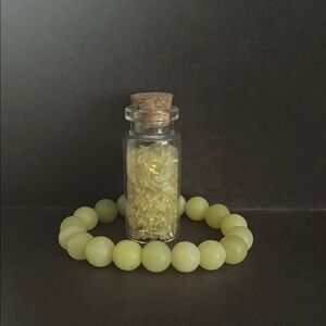 Yellow Gemstone Bracelet with Glass Bottle